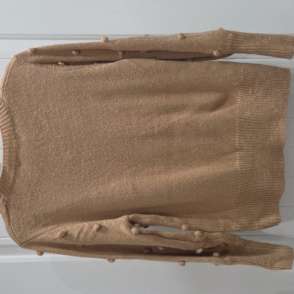 Simplee Womans Carmel Crew Neck Cable Knit Sweater, Small - Picture 5 of 5